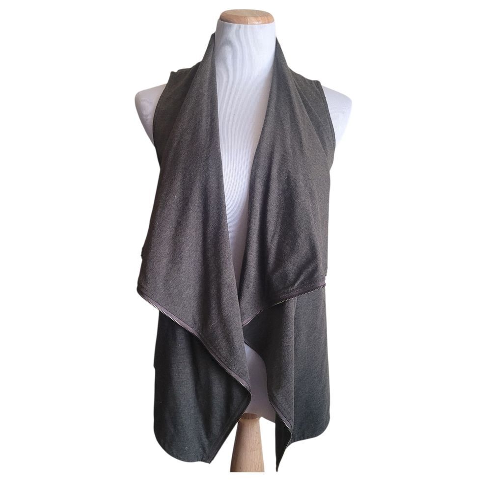 J. CREW Zipper Trimmed Dark Olive Sleeveless Cardigan Sweater Womens Small